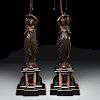 Pair Neoclassic bronze table lamps