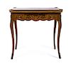 A Louis XV Style Gilt Metal Mounted Marquetry Flip-Top Games Table, Height 31 x width 32 x depth 23 inches (closed).