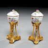 Pair Meissen style bronze mounted pots/covers
