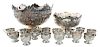 Two Silver Plate Punch Bowls and 14 Cups