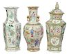 Three Famille Rose Porcelain Vases