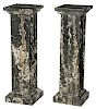 Pair White Veined and Green Marble Pedestals