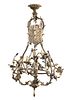 A Louis XV Style Gilt Bronze Twelve-Light Chandelier, Height 61 x diameter 21 inches.