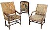 Two Tapestry Upholstered Armchairs and Firescreen