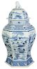 Blue and White Lidded Temple Jar