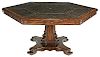 Gothic Style Mahogany and Leather Top Table