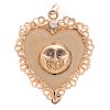 A Ladies 14K Heart and Sun Pendant with Diamonds