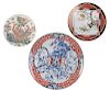 Three Asian Monumental Porcelain Chargers