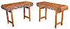Pair Carved Rosewood and Burlwood Side Tables