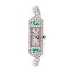 An Art Deco Diamond & Emerald Watch by Galt & Co