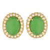 Jade, Diamond and 18K Gold Earrings