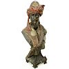 Antique French Polychrome Spelter Orientalist Bust