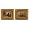 American School, 19th c. Pair of Landscapes, oils