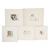 Aaron Sopher. Five unframed pen and ink drawings