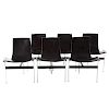 6 Contemporary black leather chrome dining chairs