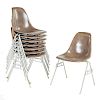 Eight Eames molded fiberglass chairs