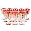 12 Bohemian ruby cut to clear glass water goblets