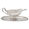 A STERLING SILVER SAUCE BOAT AND TRAY 