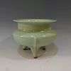 CHINESE ANTIQUE LONGQUAN CELADON TRIPOD CENSER - MING DYNASTY