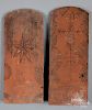 Two Oley Valley redware roof tiles, etc.