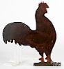 Painted sheet iron and zinc rooster weathervane