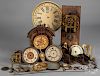 Oak mantel clock, etc.