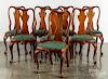 Set of eight Queen Anne walnut dining chairs