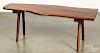 Free-form cherry dining table, bench and settee