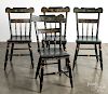 Set of four painted plank seat chairs