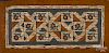 Geometric and floral shirred hooked rug, etc.