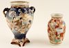 TWO CHINESE HAND PAINTED SATSUMA VASES ONE SIGNED