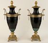 PAIR EMPIRE STYLE COVERED URNS LION PAW FEET