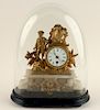 19TH CENT. GLASS DOMED GILT METAL MANTLE CLOCK