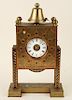 BRASS AND COPPER MANTLE CLOCK MARKED HUREL 1952