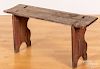 Small painted pine mortised bench 19th c.