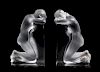 A Pair of Lalique Reverie Bookends Height 8 5/8 x width 5 1/4 x depth 2 inches