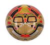 A Mayan Style Painted Wood Plaque Diameter 11 inches.