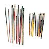 A Collection of Roger Brown's Detail Paint Brushes Length of first 12 inches.