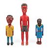 Three Painted Wood Figures Height of tallest 16 1/2 inches.