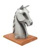 A Cast Metal Horse Head Ornament Height 12 inches.