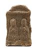 A Carved Granite Stele Depicting Two Figures Praying Height 14 inches.