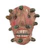 A Mexican Painted Wood Mask Height 7 3/4 inches.