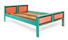 A Turquoise Painted Bed Width 50 1/2 inches.