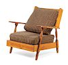 A Two-Cushion Lounge Chair Height 30 x width 28 x depth 30 inches.
