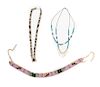 Two Mexican Beaded Necklaces and a Silver and Turquoise Necklace