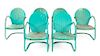 A Set of Six Painted Aluminum Lawn Chairs Height 33 inches.