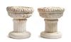 Two Cast Stone Pedestal Planters Height 14 inches.