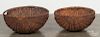 Two large split oak melon baskets