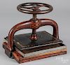 Painted cast iron book press, late 19th c.
