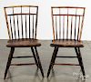 Pair of New England rodback Windsor chairs